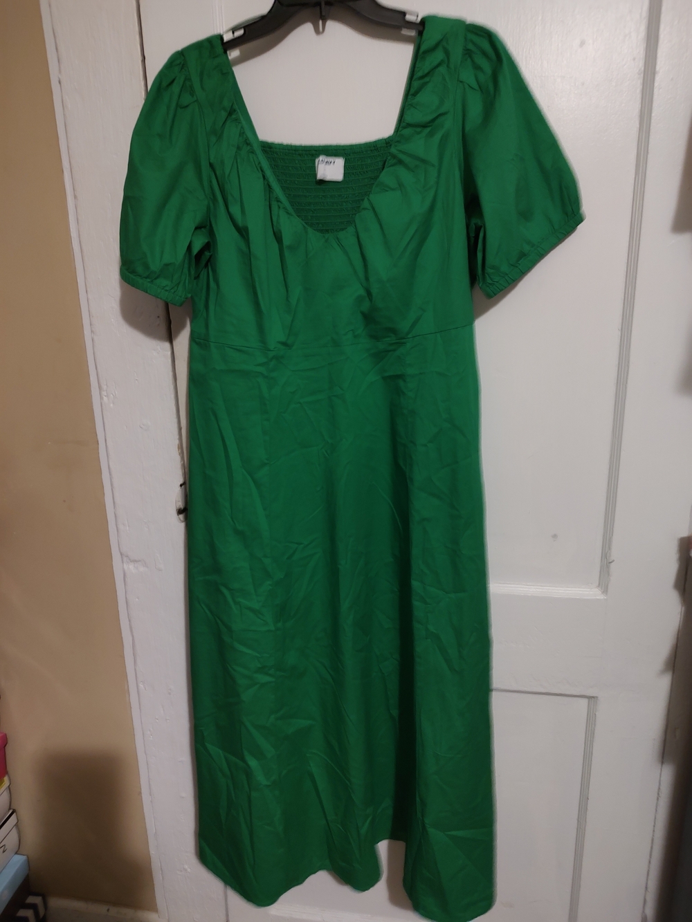 Old Navy Emerald Green Puff Sleeve Maxi Dress